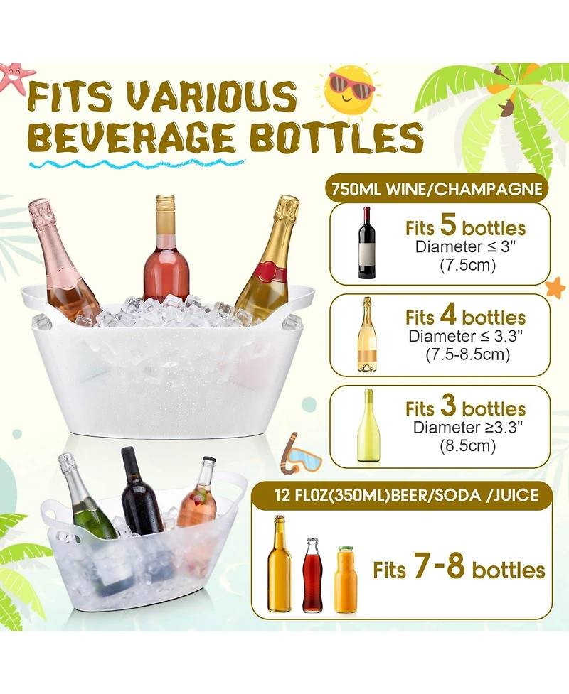 Piscifun 6 Pack Plastic Ice Buckets With Handles Portable Drink Chiller For Parties Weddings BBQs