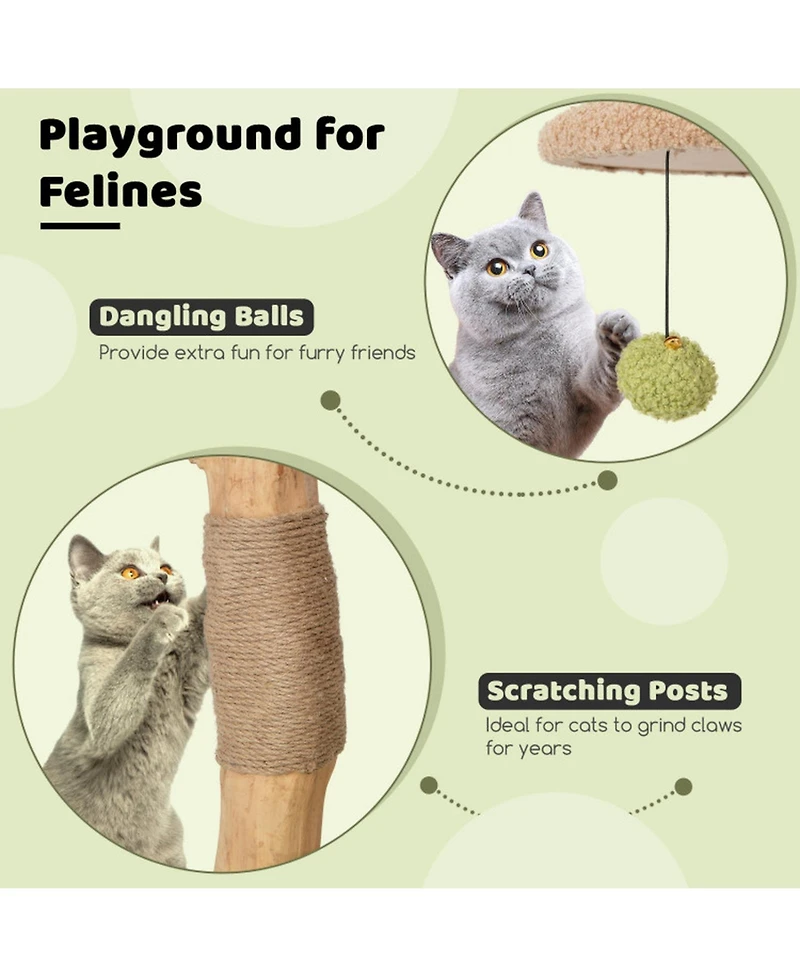 Hongge 43 Inch Wooden Cat Tree with Padded Top Perch Vented Condo and Jute Scratching Posts