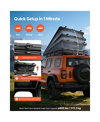 Sevorley Aluminum Hard Shell Rooftop Tent for 2-3 Person with Led Light, 1 Window and Mattress