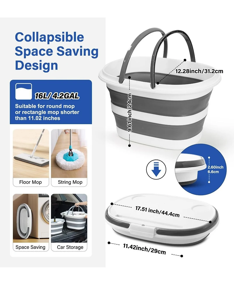 Piscifun 16L Collapsible Silicone Bucket With Multi Functional Lid Foldable Portable Camping Cleaning Storage