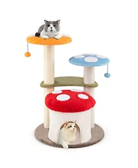 Hongge 35 Inch Cat Tower with Sisal Scratching Posts Cozy Condo and Padded Platforms