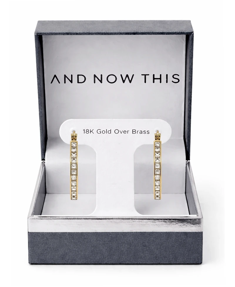 And Now This Crystal Oblong 18k Gold-Plated Brass Hoop Earrings, Macy's Exclusive