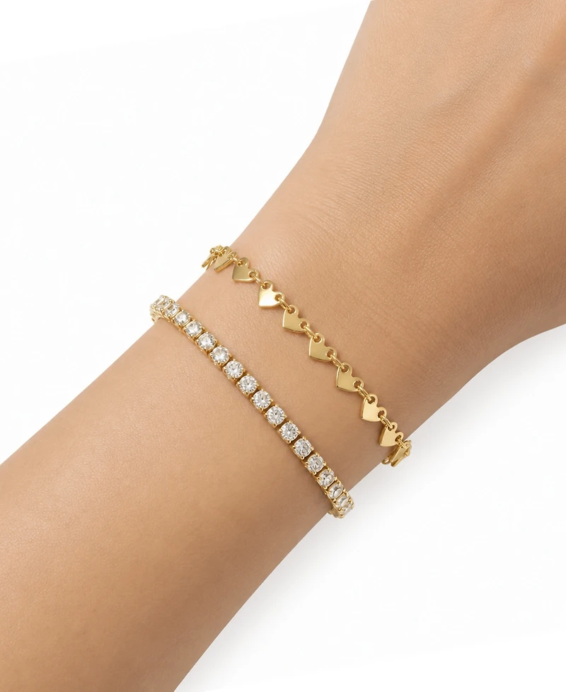 And Now This Cubic Zirconia 18k Gold Plated Brass Chain Duo Bracelet, Macy's Exclusive