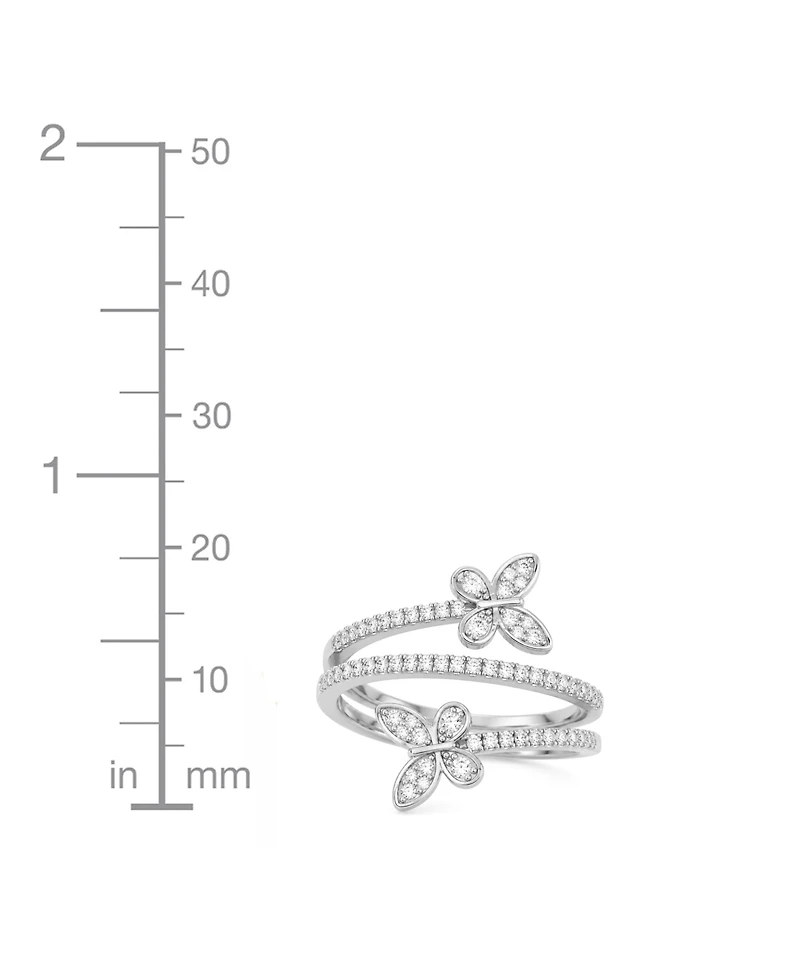 And Now This Cubic Zirconia (0.85 ct.t.w.) Pave Bypass Butterfly Ring Fine Silver Plated