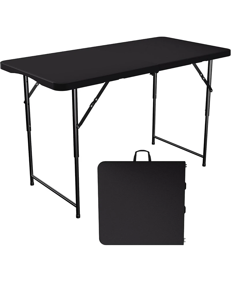 homfan 4ft Folding Table – Hdpe Portable Table with Carrying Handle, 3 Adjustable Heights, 400 Lb Capacity for Camping or Party