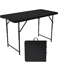 homfan 4ft Folding Table – Hdpe Portable Table with Carrying Handle, 3 Adjustable Heights, 400 Lb Capacity for Camping or Party