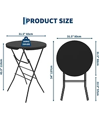 homfan 32" Folding Cocktail Table – Hdpe Round High-Top Table with Locking Legs and Metal Frame, Folding Bar Table for Patio, Backyard and Events