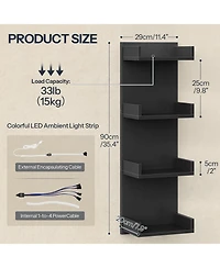 Slickblue Floating Wall Shelves with Led Lights 4-Tier Display Storage for Bedroom Living Room