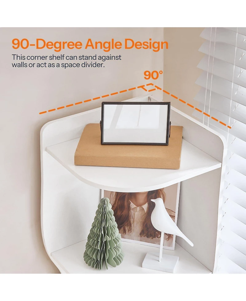 Slickblue 5-Tier Corner Bookshelf with Led Light Modern Display Storage Shelf for Home Office