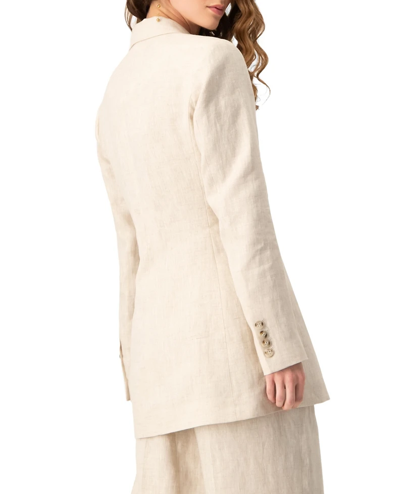 Ivonne Women's Tailored Linen Two-Button Blazer