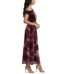 Taylor Women's Belted Off-the-Shoulder Floral A-Line Dress