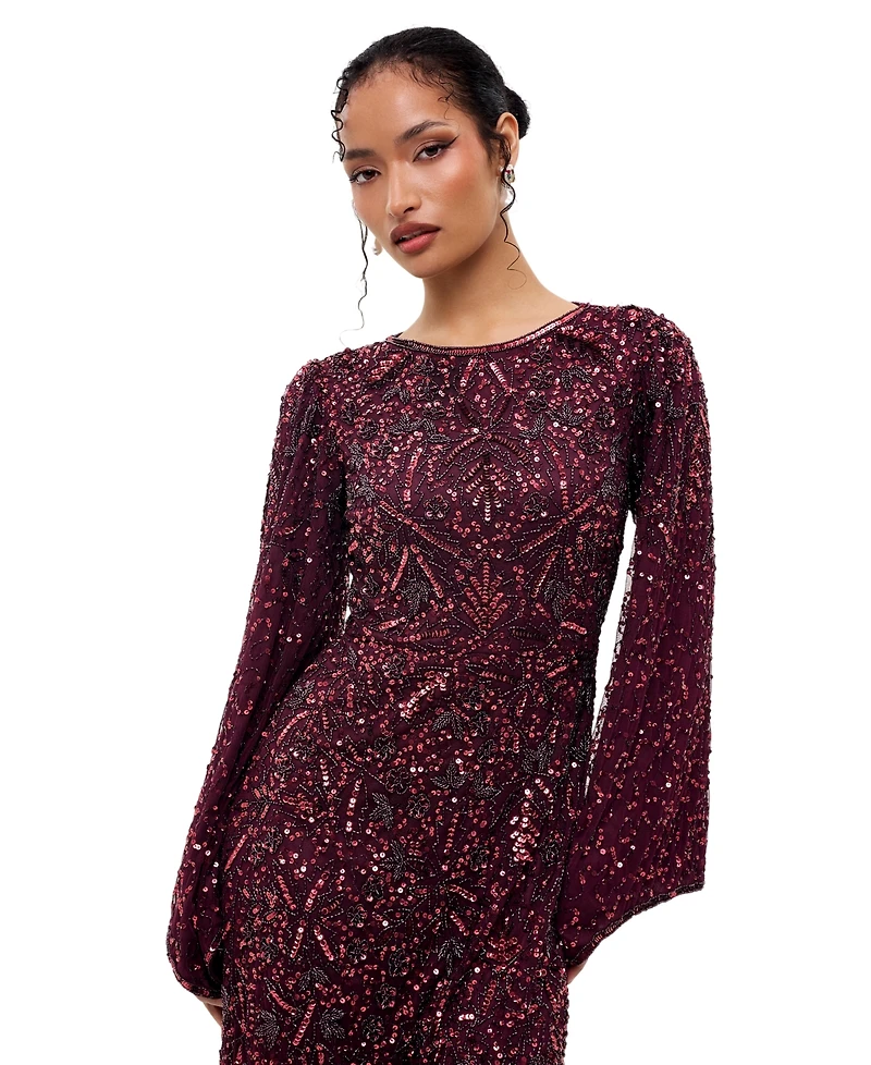 Maryisa Women's Modest Embellished Sequins Gown