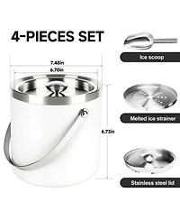 Piscifun 3 Liter Double Wall Stainless Steel Ice Bucket With Scoop Lid For Cocktail Bar Parties Camping