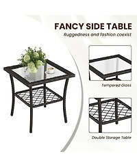 Asagikoiai 3 Piece Wicker Outdoor Patio Furniture Set with Swivel Glider Chairs and Side Table-Asagikoiai