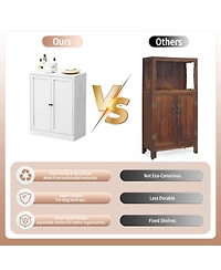 Boyel Living Storage Cabinet Steel Adjustable Shelves Anti Tip Ventilated Hooks