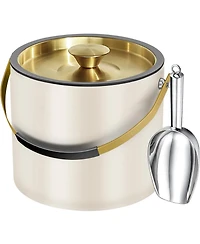 Piscifun Double Wall Stainless Steel Insulated Ice Bucket with Silicone Lid Strainer and Scoop for Parties Cocktail Bars