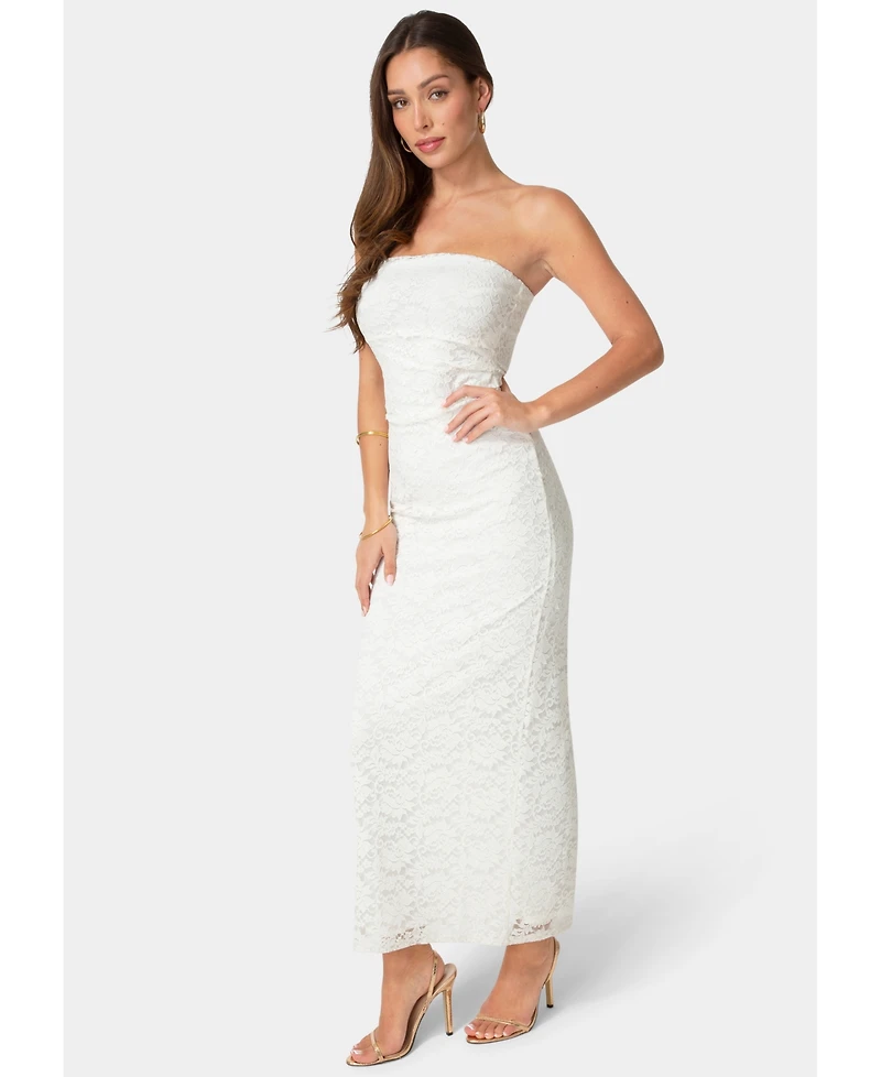 Bebe Women's Lace Strapless Maxi Dress