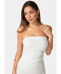Bebe Women's Lace Strapless Maxi Dress