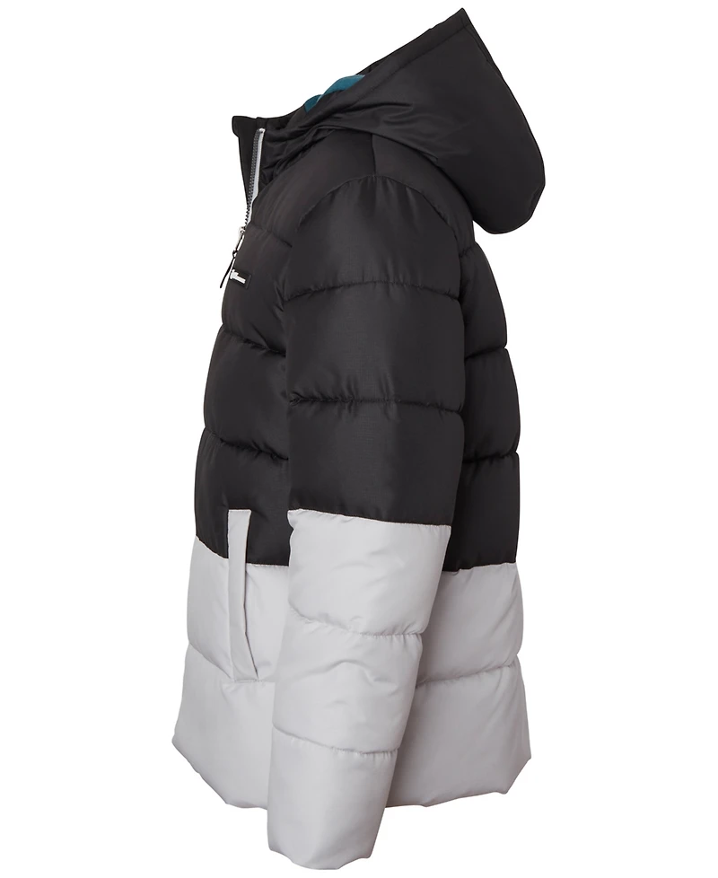 Ixtreme Boys' 6-20 Ripstop Color-Block Puffer Jacket with Hat, 2-Piece Set