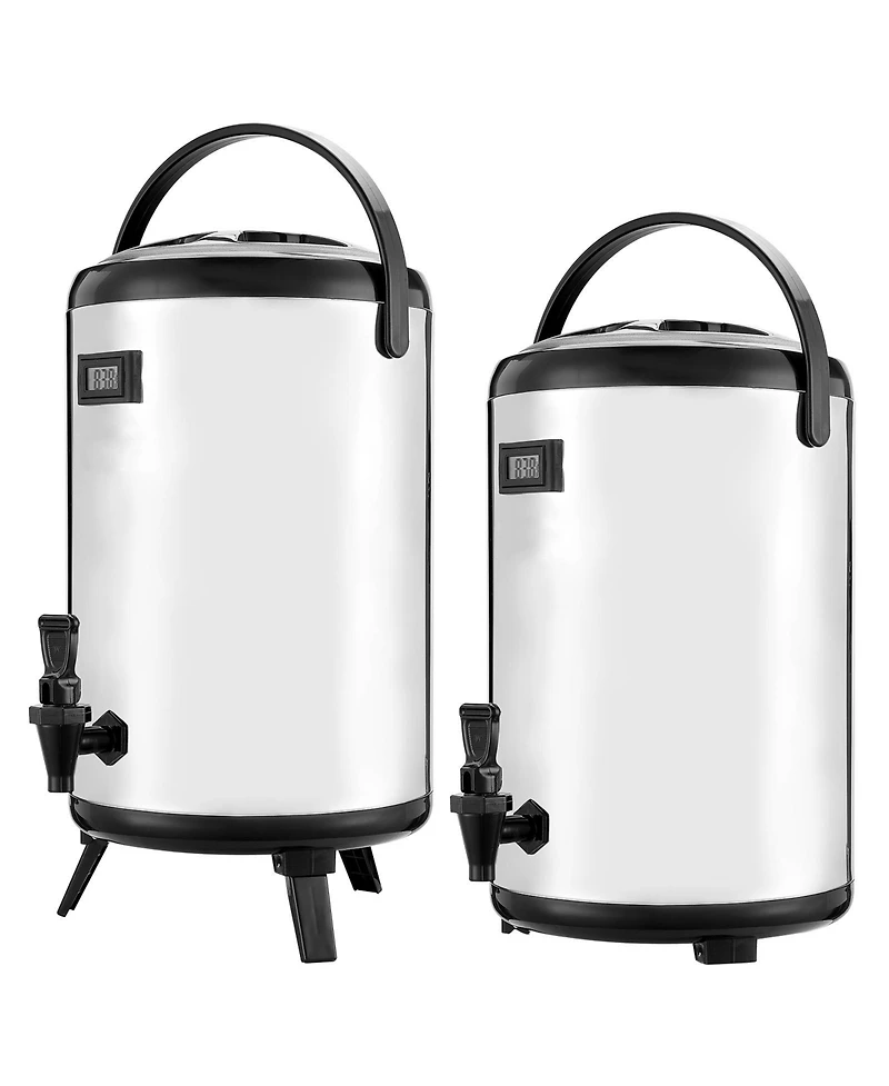 Sevorley Insulated Beverage Dispenser, 3.2 Gal Stainless Steel Drink Server with Spigot and Temp Display, 2 Pack