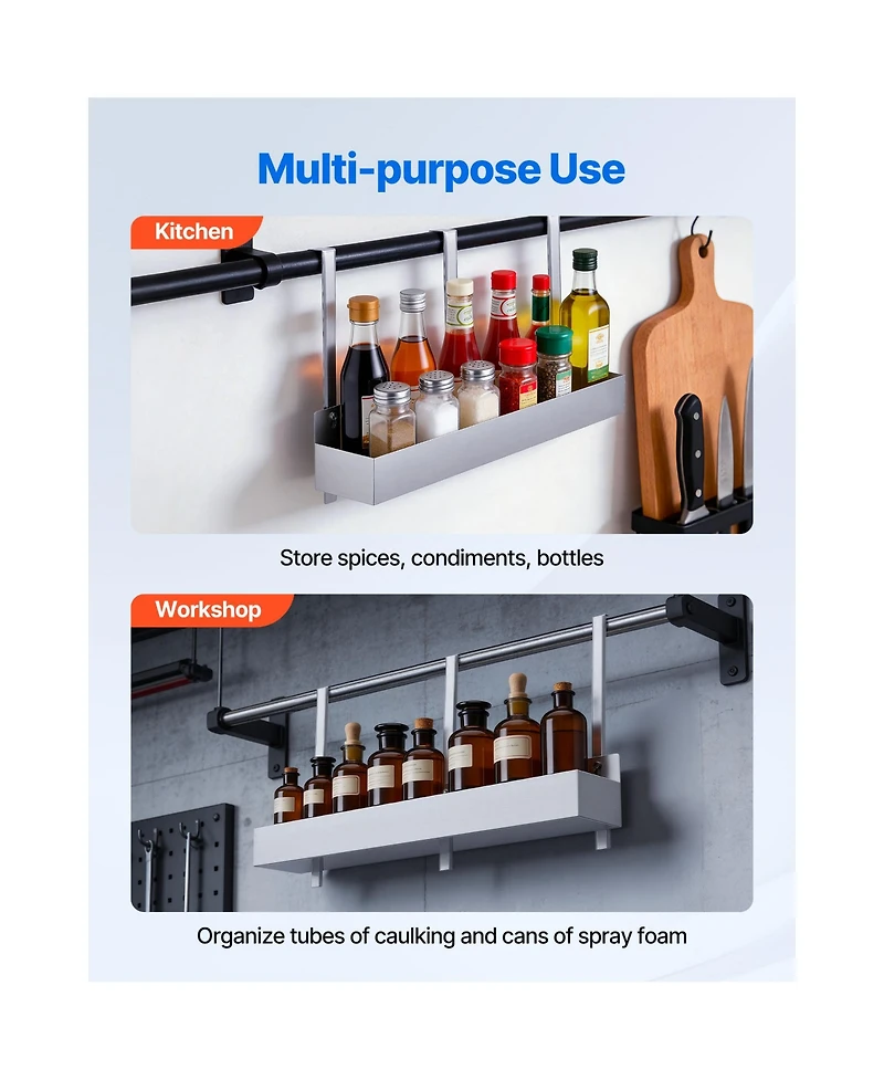 Sevorley Stainless Steel Bar Speed Rail, 24 Inch Wall-Mounted Liquor Bottle Holder Rack