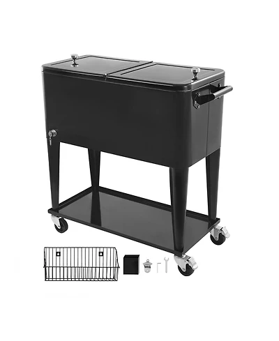 Sevorley Rolling Ice Chest Cart, 80 quart, Bottom Shelf, Holds 110 Cans