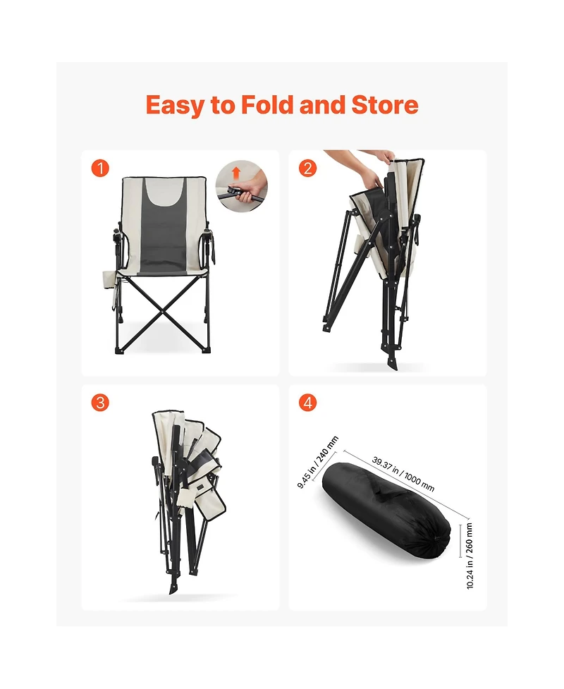 Sevorley Heated Camping Chair with 3 Heat Settings, High Back Folding Chair, 260 lb Capacity