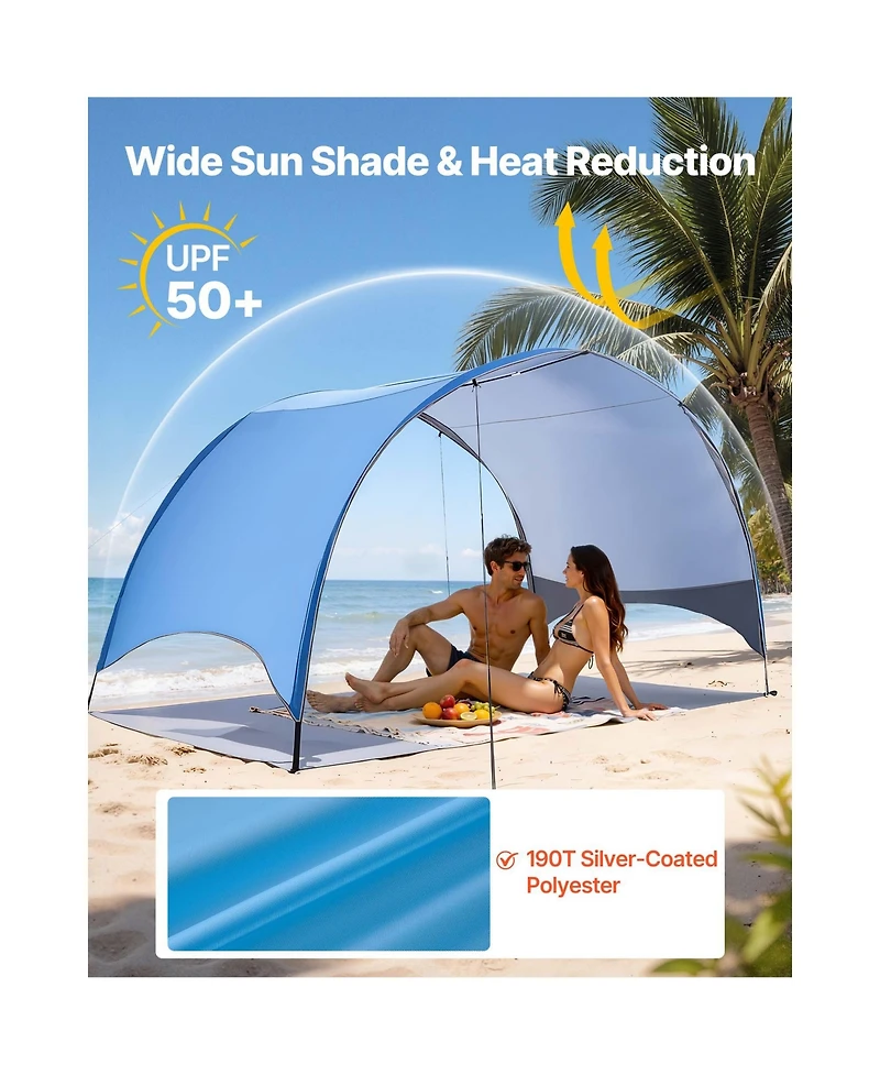 Sevorley 4-Person Beach Tent Sun Shelter with Upf 50 Plus Canopy
