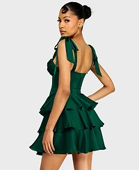 B Darlin Juniors' Satin Corset Tiered Dress