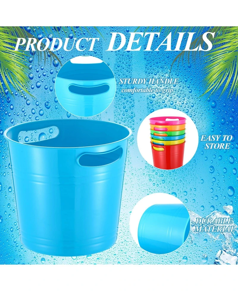 Piscifun 6 Plastic Ice Buckets With Scoops 6L Large Capacity For Parties Weddings
