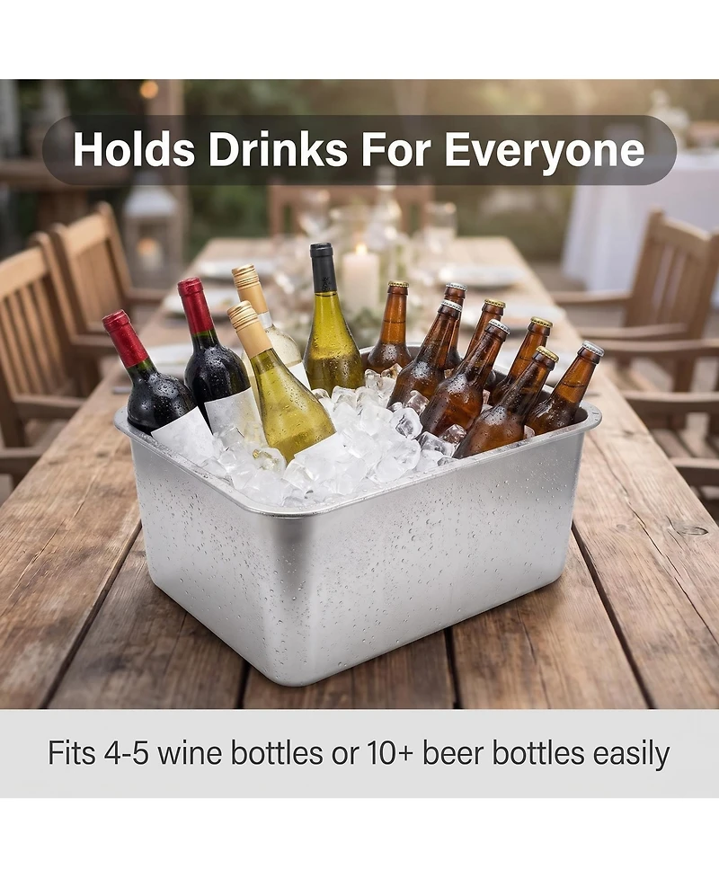 Piscifun 27 Quart Stainless Steel Ice Bucket Large Beverage Tub Drink Cooler For Parties