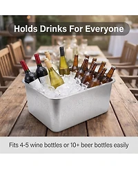 Piscifun 27 Quart Stainless Steel Ice Bucket Large Beverage Tub Drink Cooler For Parties