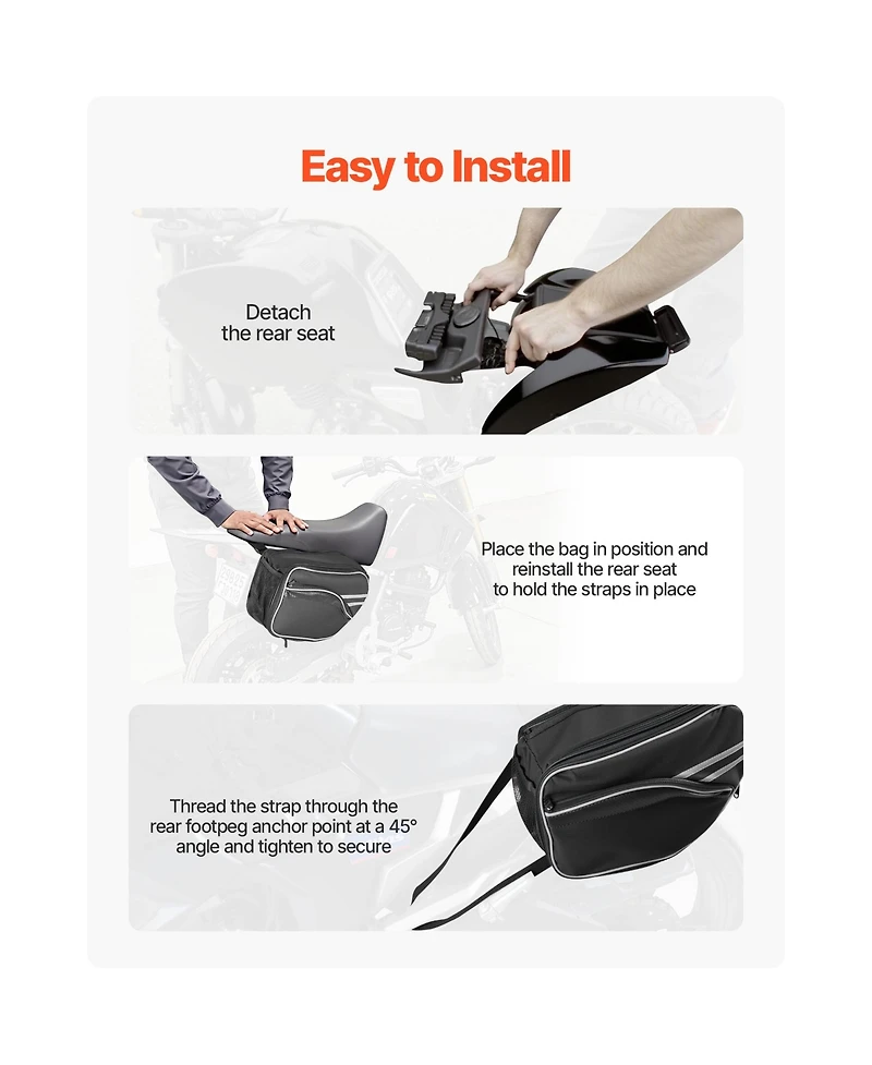 Sevorley Motorcycle Saddlebag, 30 L Dual Side Bags with Waterproof Rain Cover and Straps