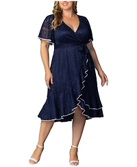 Kiyonna Plus Palermo Lace Faux Wrap Cocktail Dress