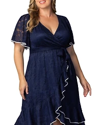 Kiyonna Plus Palermo Lace Faux Wrap Cocktail Dress