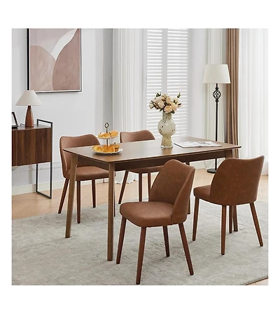 homfan 4 Set of Upholstered Dining Chairs, Thick Cushioned Seat, Sturdy Wooden Legs with Leveling Feet, Modern Kitchen, Room Chairs
