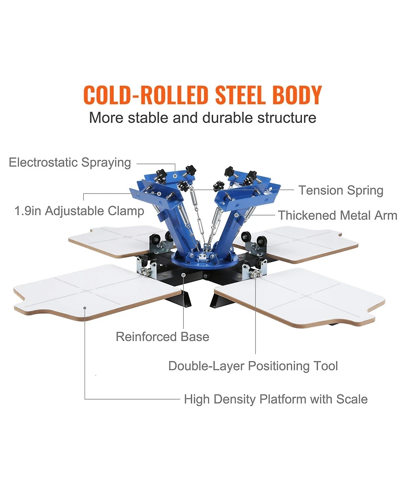 Sevorley 4 Color 4 Station Silk Screen Printing Press with 360-Degree Rotary Pallet