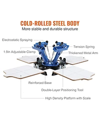 Sevorley 4 Color 4 Station Silk Screen Printing Press with 360-Degree Rotary Pallet