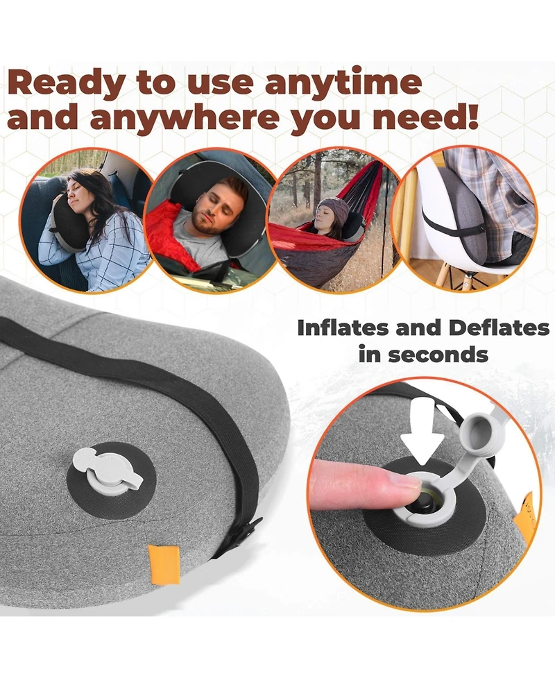 Piscifun Ultralight Inflatable Camping Pillow Removable Washable Cover Portable Backpacking Travel Gear