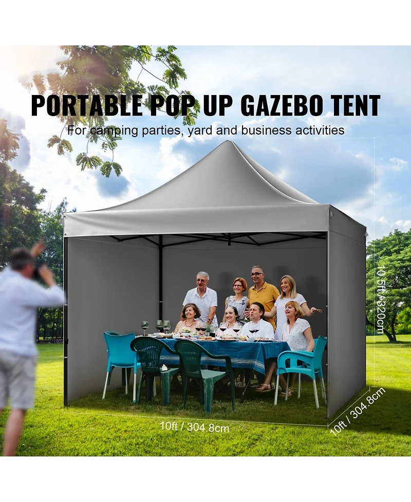 Sevorley 10x10 ft Pop Up Canopy Tent with Removable Sidewalls and Wheeled Bag