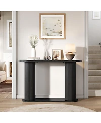 homfan Fluted Console Table – 42.5" Narrow Entryway Sofa with Storage Shelf, Elegant Wood-Look Finish, for Living Room, Hallway, Foyer