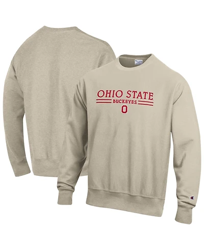 Champion Men's Oatmeal Ohio State Buckeyes Reverse Weave Crewneck Sweatshirt