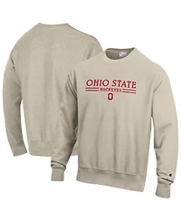 Champion Men's Oatmeal Ohio State Buckeyes Reverse Weave Crewneck Sweatshirt