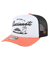 New Era Men's White/Orange Cincinnati Bengals Foodie 9FIFTY A-Frame Trucker Snapback Hat