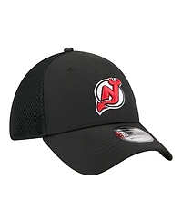 New Era Men's Black Jersey Devils Logo 39THIRTY Flex Hat