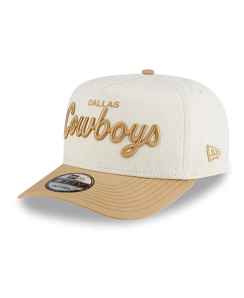 New Era Men's Cream Dallas Cowboys Herringbone 9FIFTY A-Frame Snapback Hat