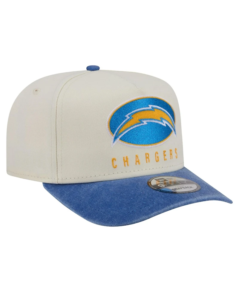 New Era Men's Cream/Powder Blue Los Angeles Chargers Washed A-Frame 9FIFTY Snapback Hat