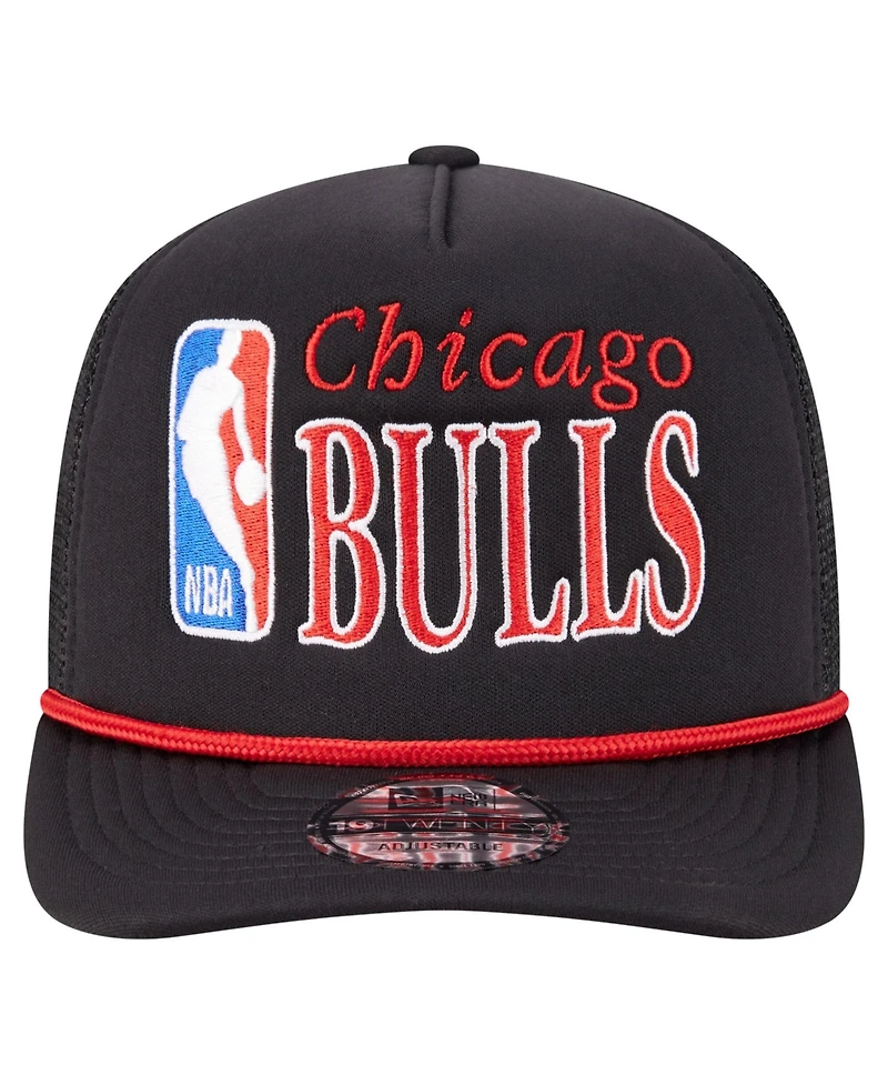 New Era Men's Black Chicago Bulls Team Logo Foam Front 19TWENTY A-Frame Trucker Adjustable Hat