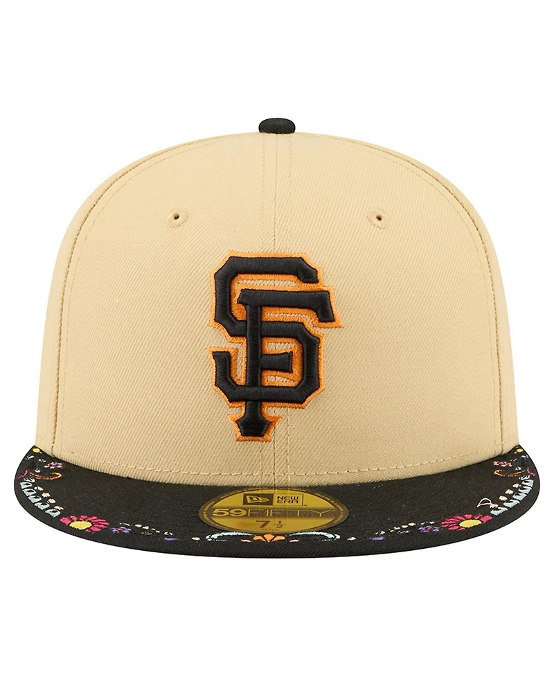 New Era Men's Light Beige San Francisco Giants Two-Tone Embroidered Visor 59FIFTY Fitted Hat