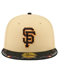 New Era Men's Light Beige San Francisco Giants Two-Tone Embroidered Visor 59FIFTY Fitted Hat